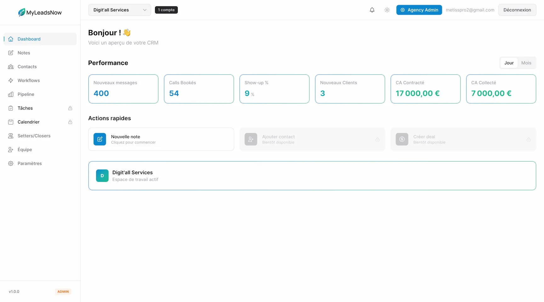 MyLeadsNow Dashboard Interface